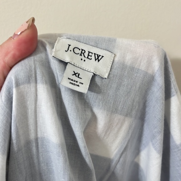 J.Crew Flutter-Sleeve Ruffle-Tiered Midi Dress Gingham Combo Blue White Size XL - Picture 9 of 14